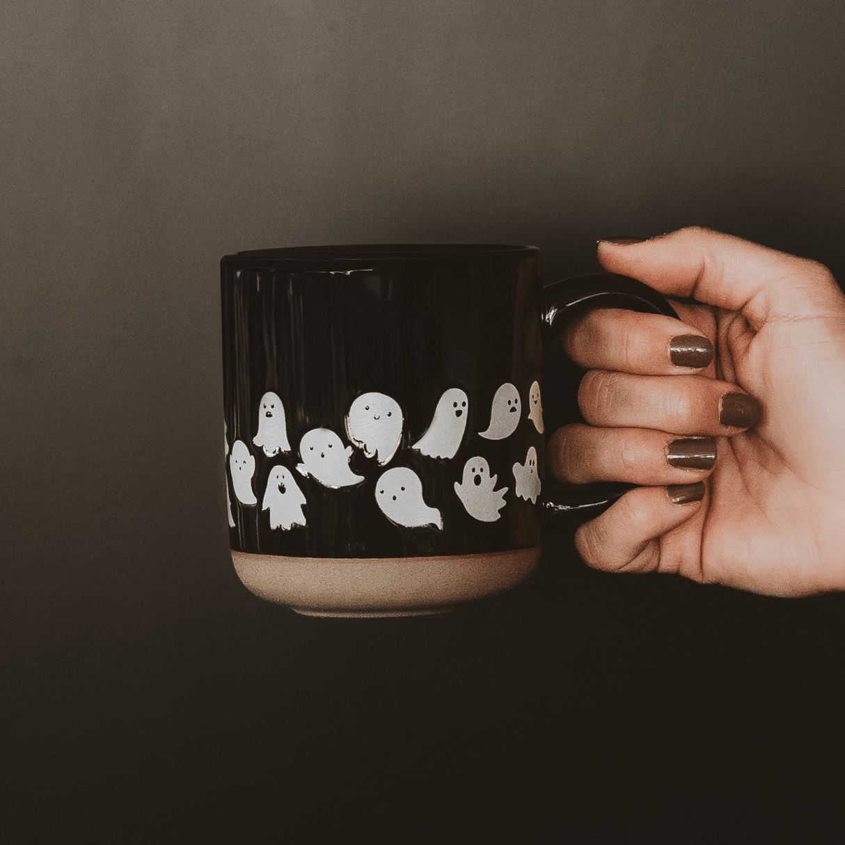 Ghosts 14oz Black Stoneware Coffee Mug