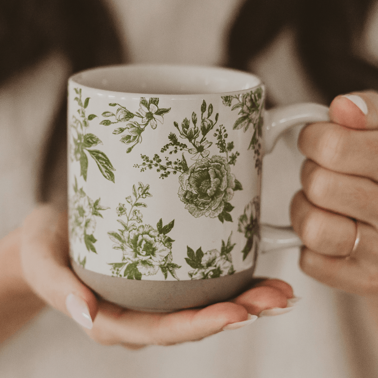 Green Delft 14oz Stoneware Coffee Mug
