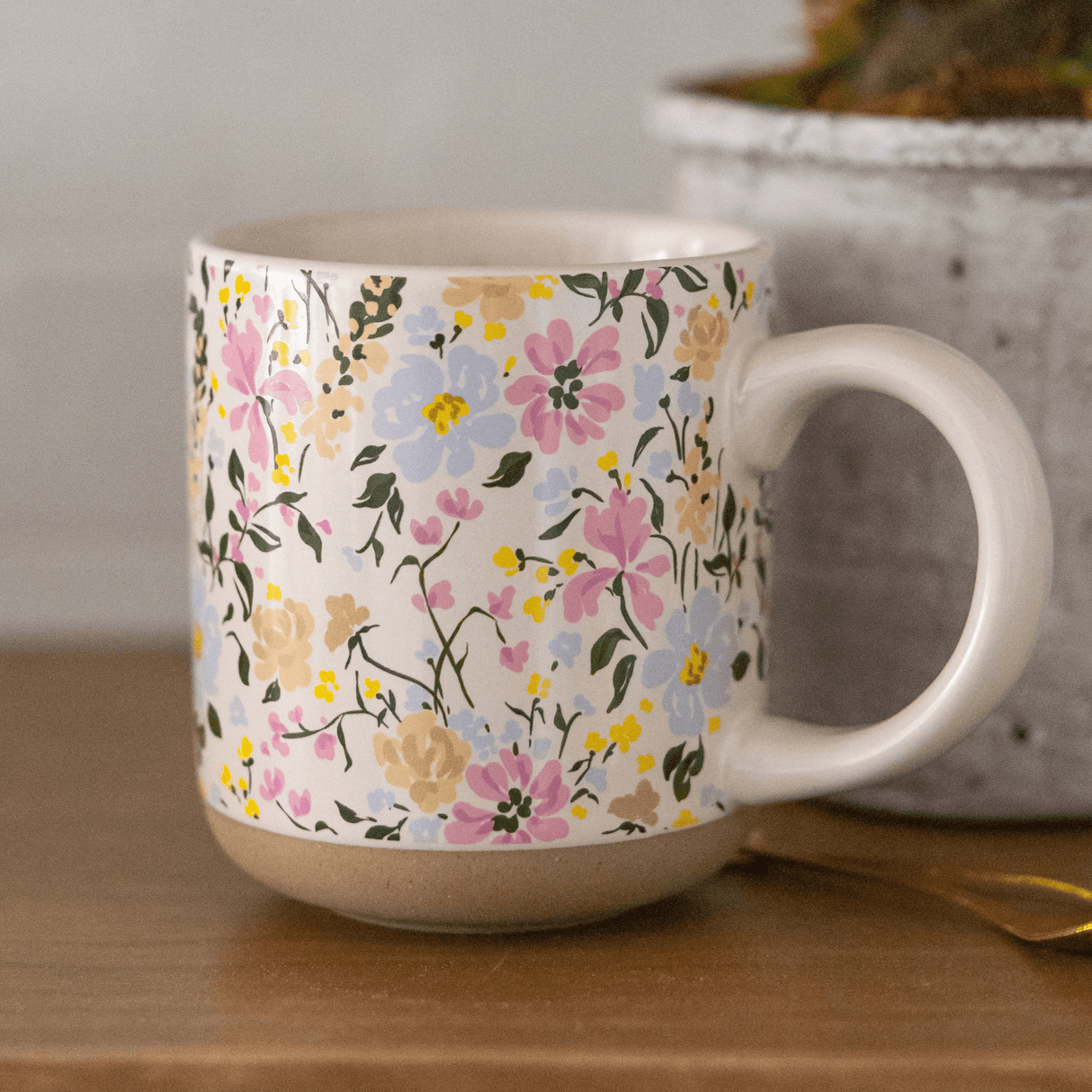 Floral 14oz. Stoneware Coffee Mug