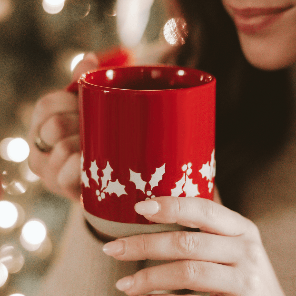 Holly 14oz Red Stoneware Coffee Mug