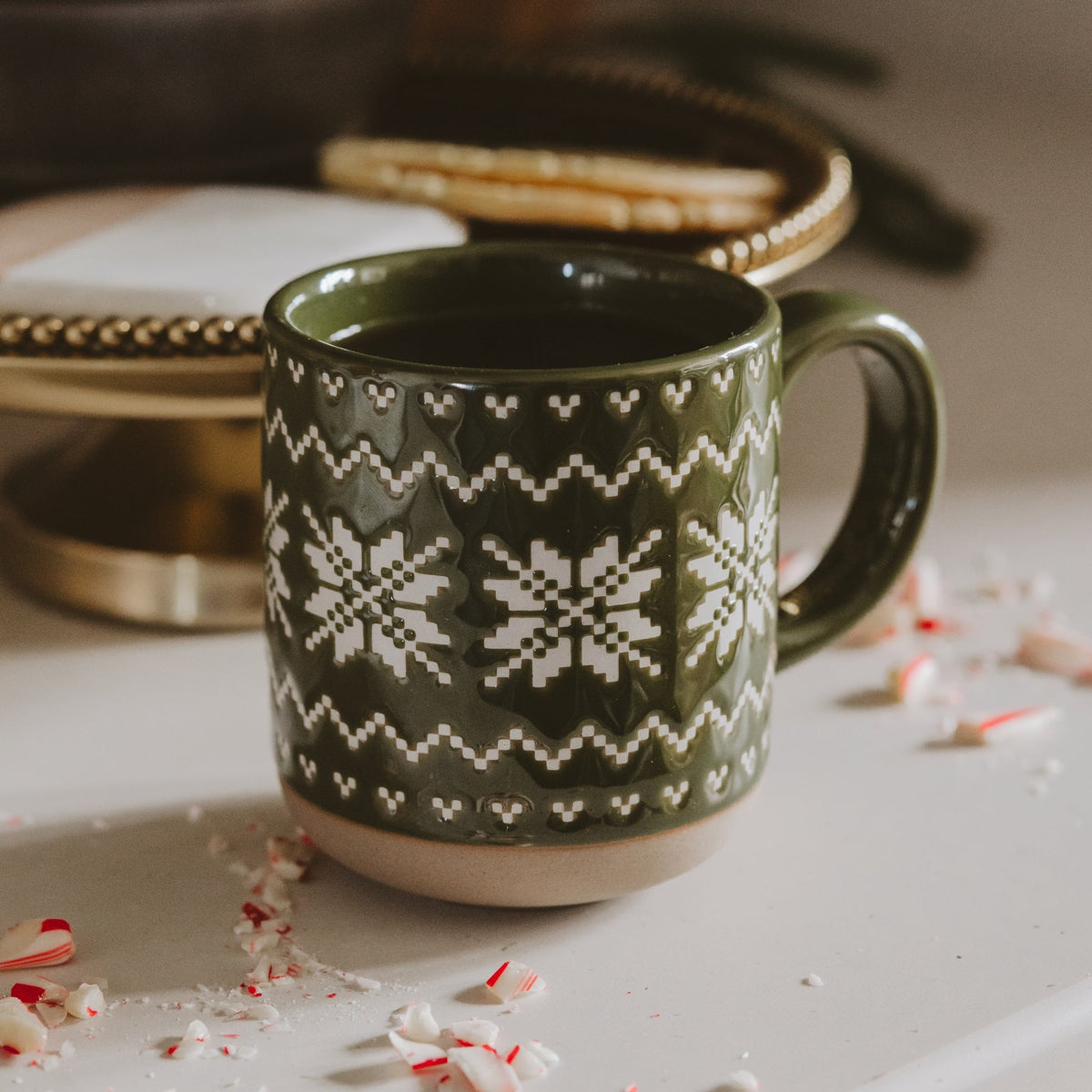 Sweet Water Decor Green Fair Isle Sweater 14 oz Stoneware Coffee Mug