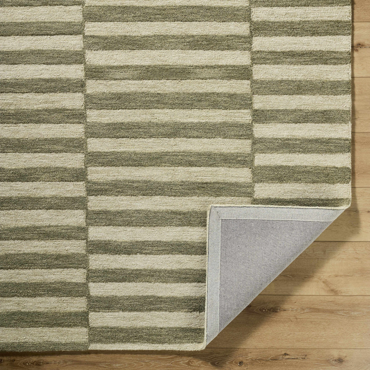 Idaho Broken-Striped Green Area Rug