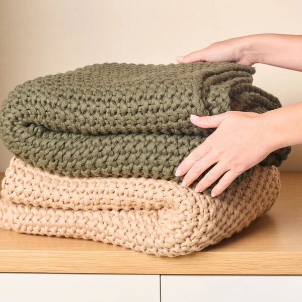 Cozy Knit Cotton Throw Blanket