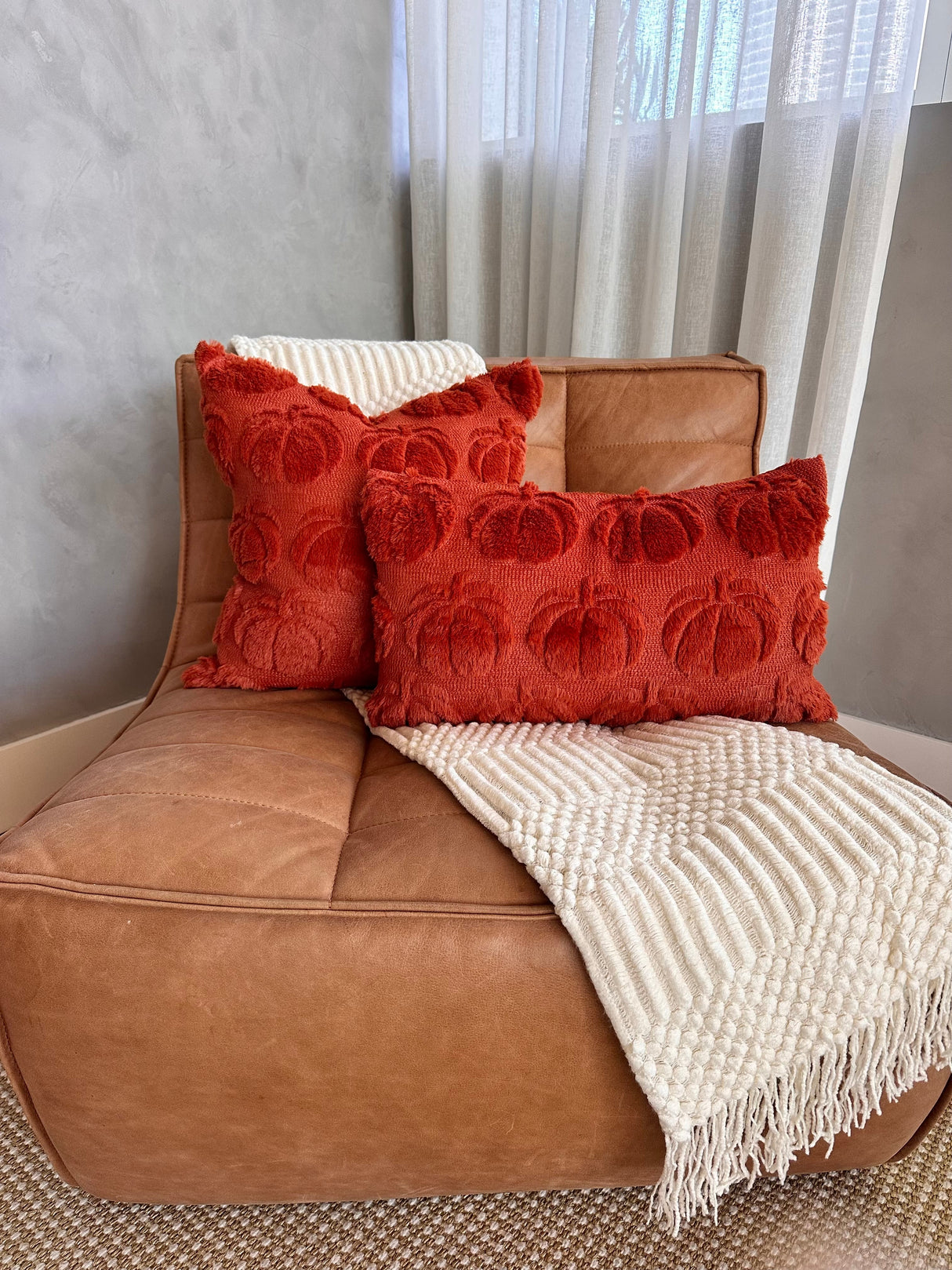 Burnt Orange Pumpkin Pillow Cover