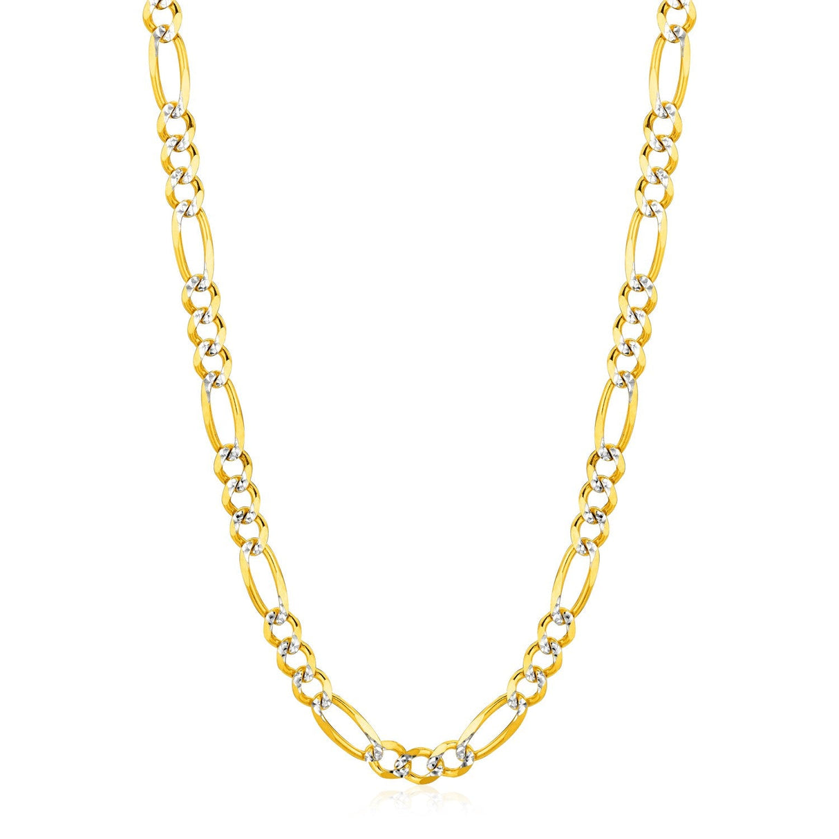 6.0mm 14K Yellow Gold Solid Pave Figaro Chain