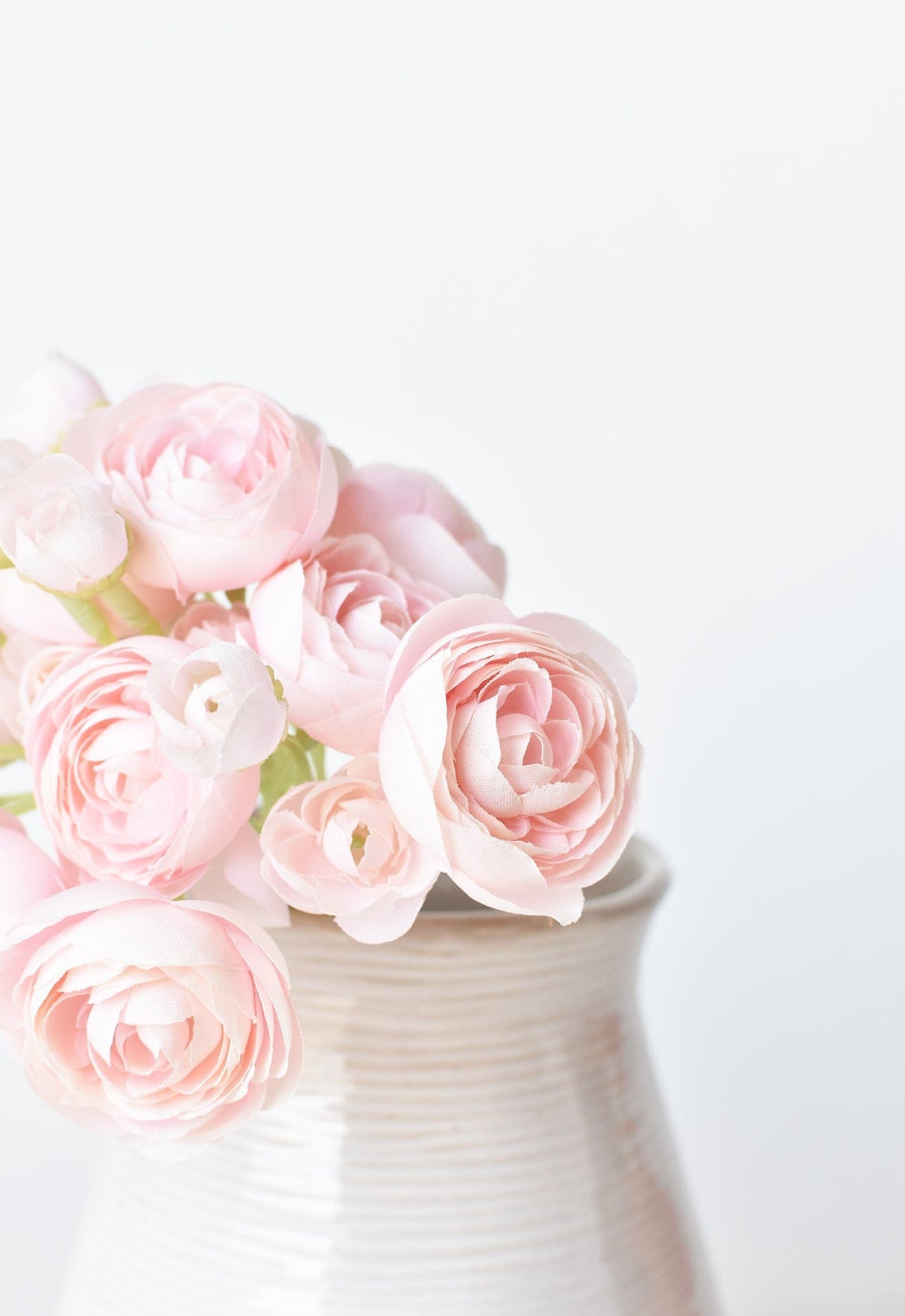 10" Faux Pale Pink Ranunculus Stem Bundle