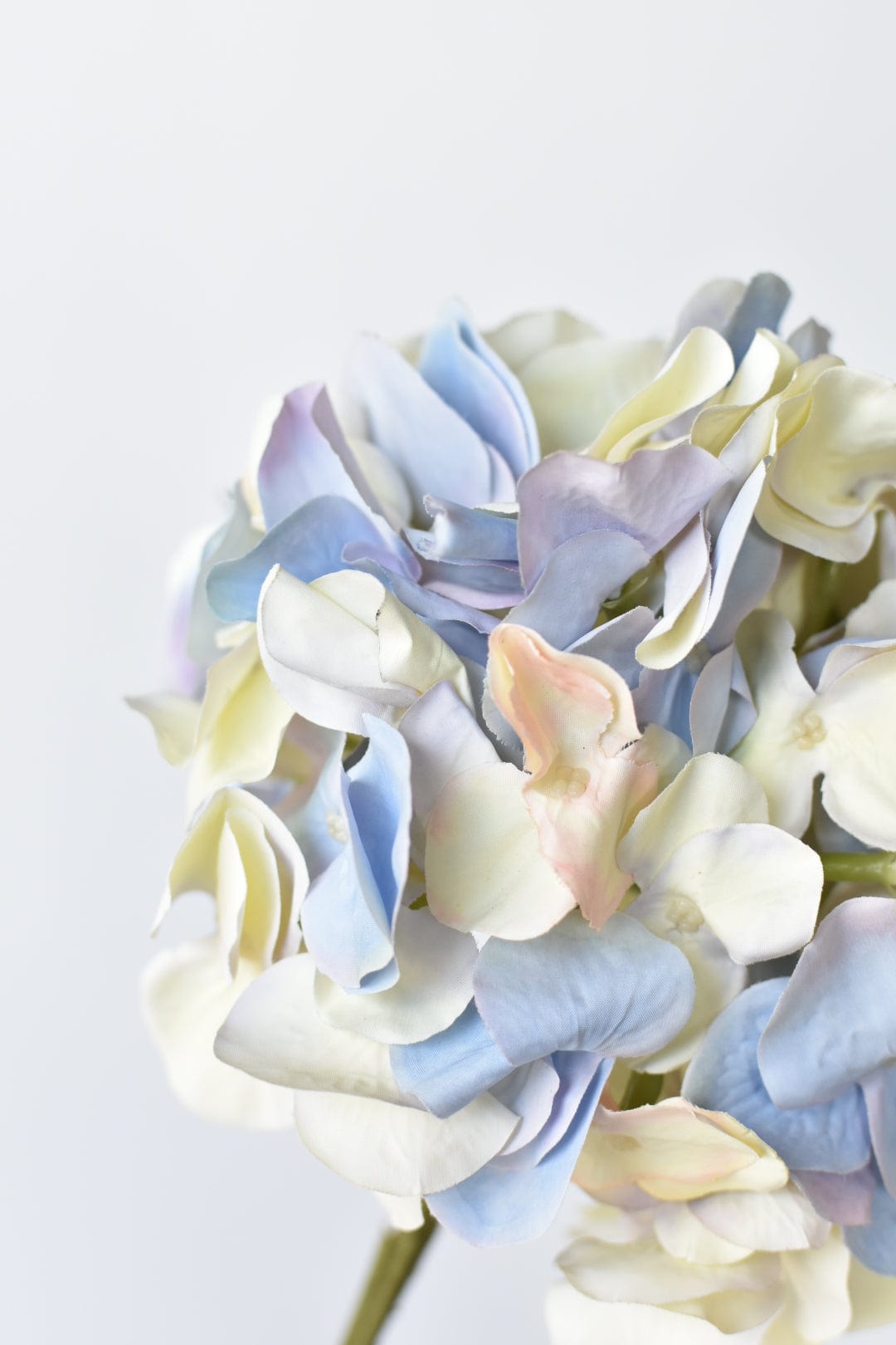 21" Faux Cream Lavender Light Blue Hydrangea Stem