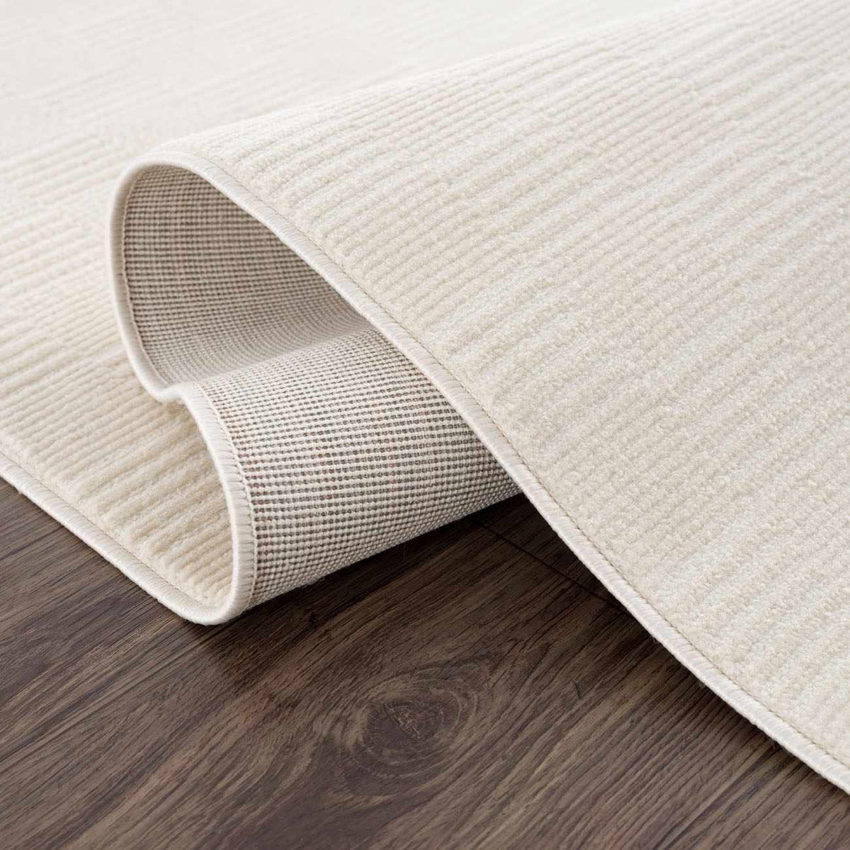 Kazuma Cream Checkered Washable Area Rug