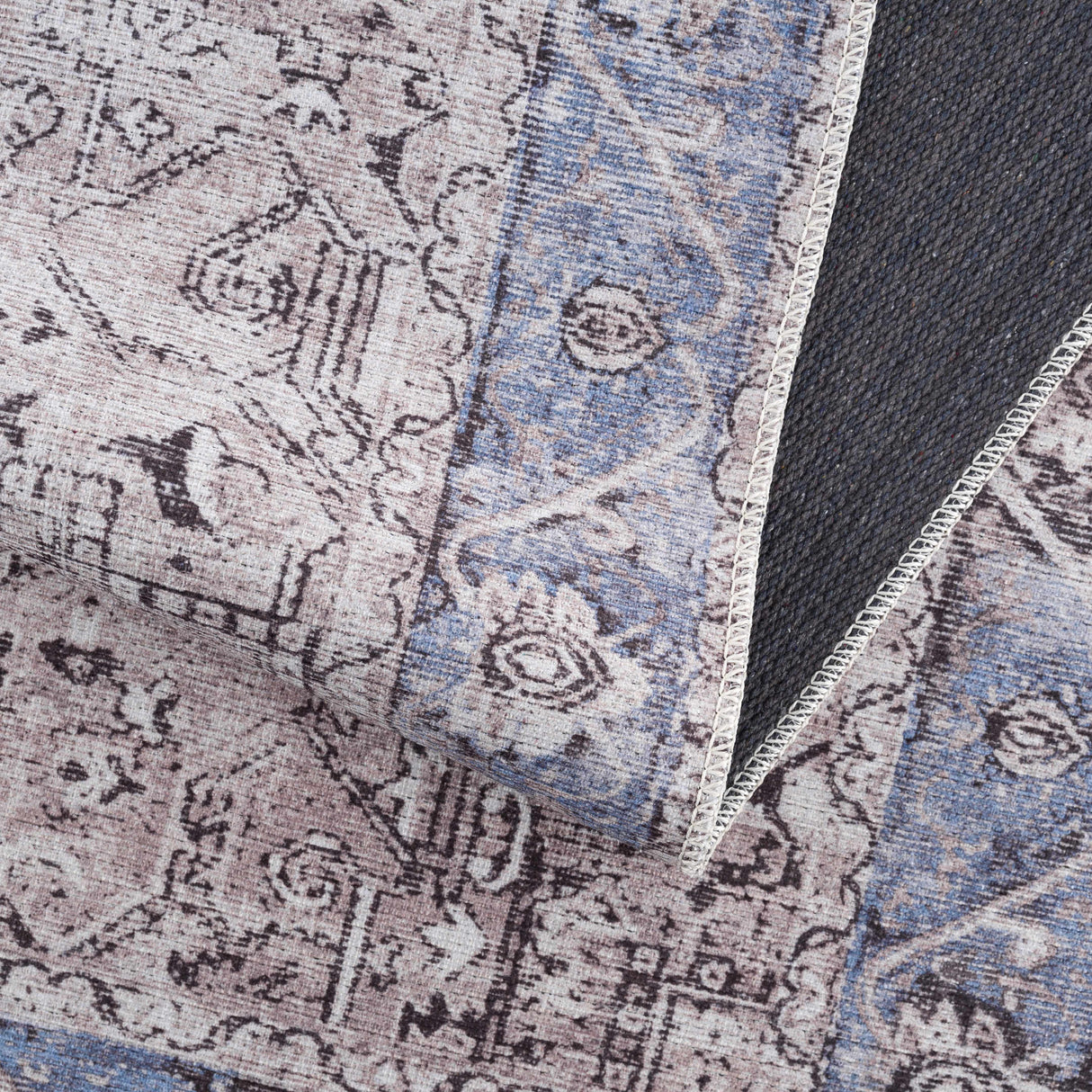 Rosman Blue&Beige - Promo Washable Area Rug - Clearance