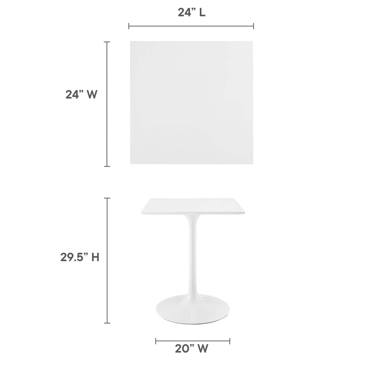 Lippa 24" Square Wood Dining Table by Modway