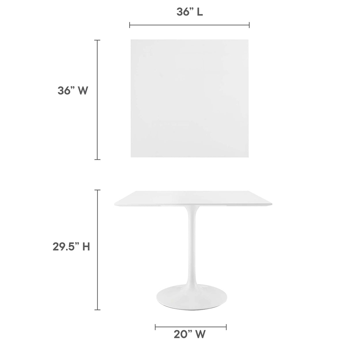 Lippa 36" Square Wood Dining Table by Modway