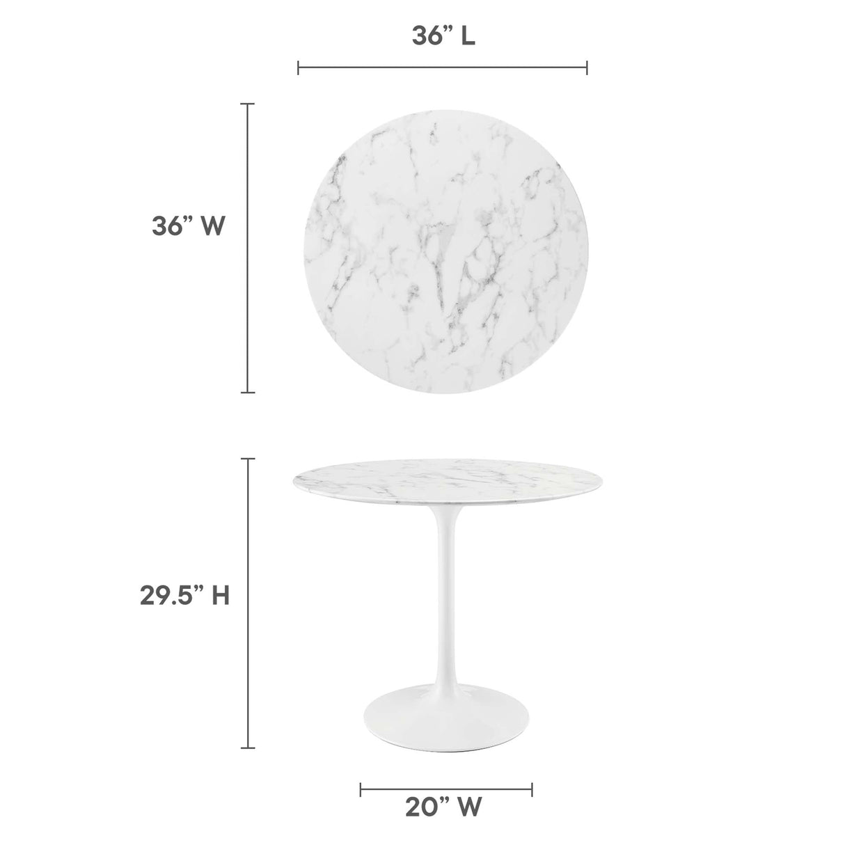 Lippa 36" Round Faux Marble Dining Table by Modway