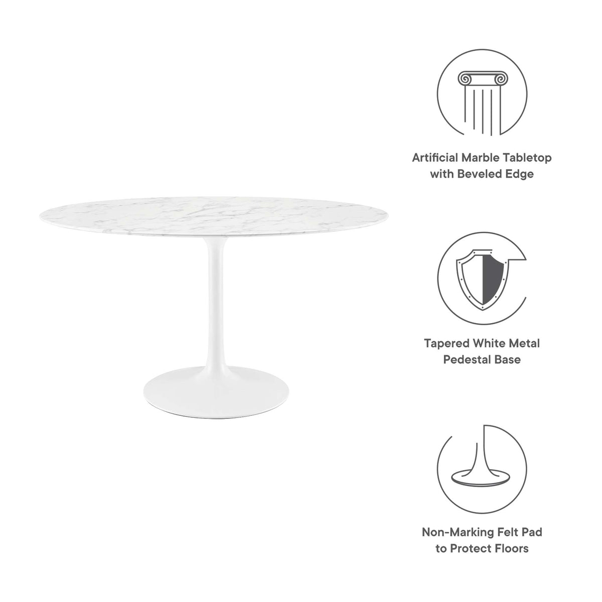 Lippa 54" Oval Faux Marble Dining Table by Modway