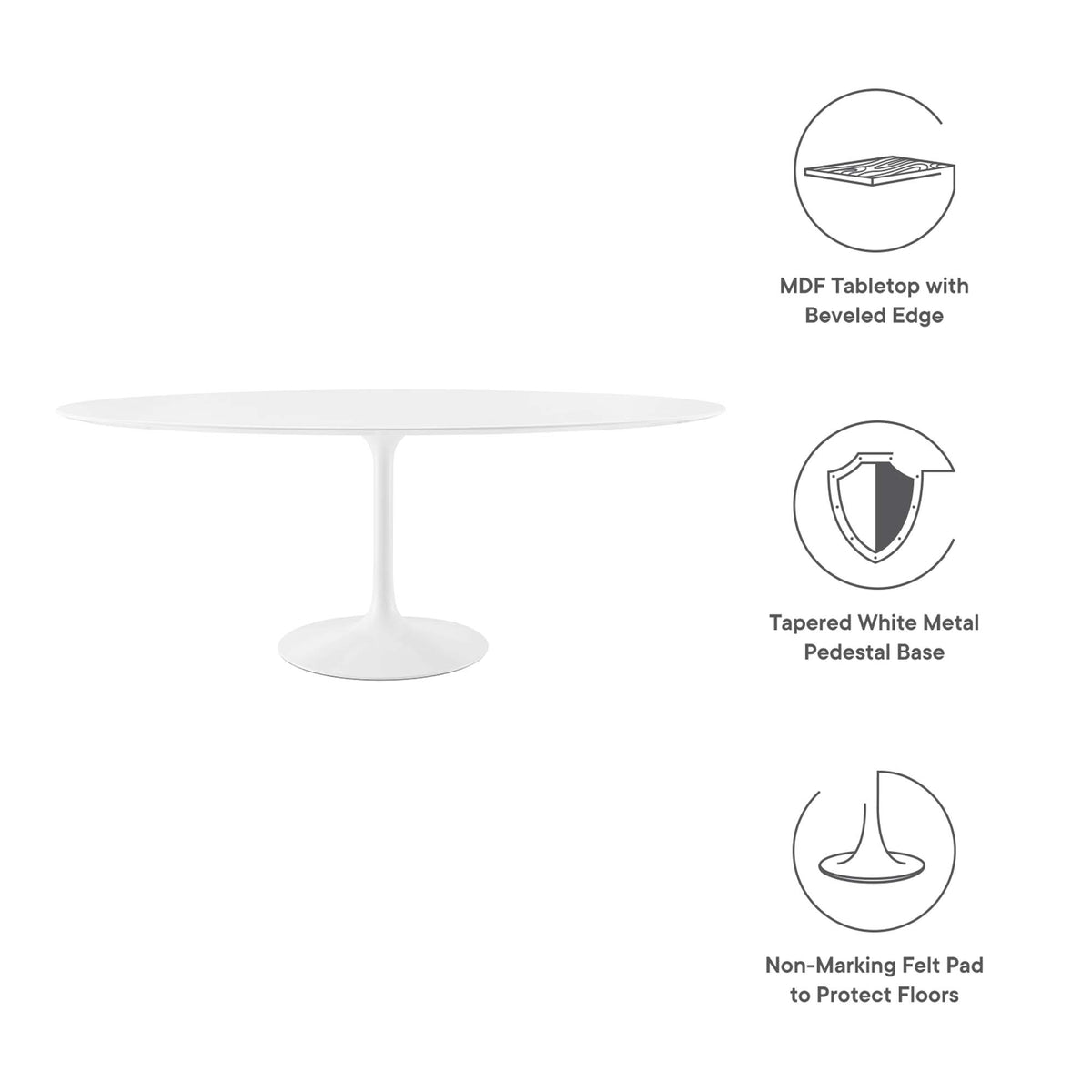 Lippa 78" Oval Wood Dining Table by Modway