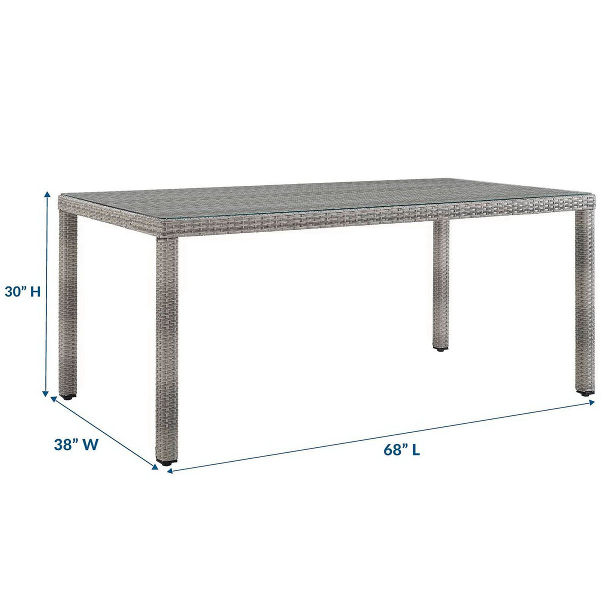 Aura 68" Outdoor Patio Wicker Rattan Dining Table by Modway