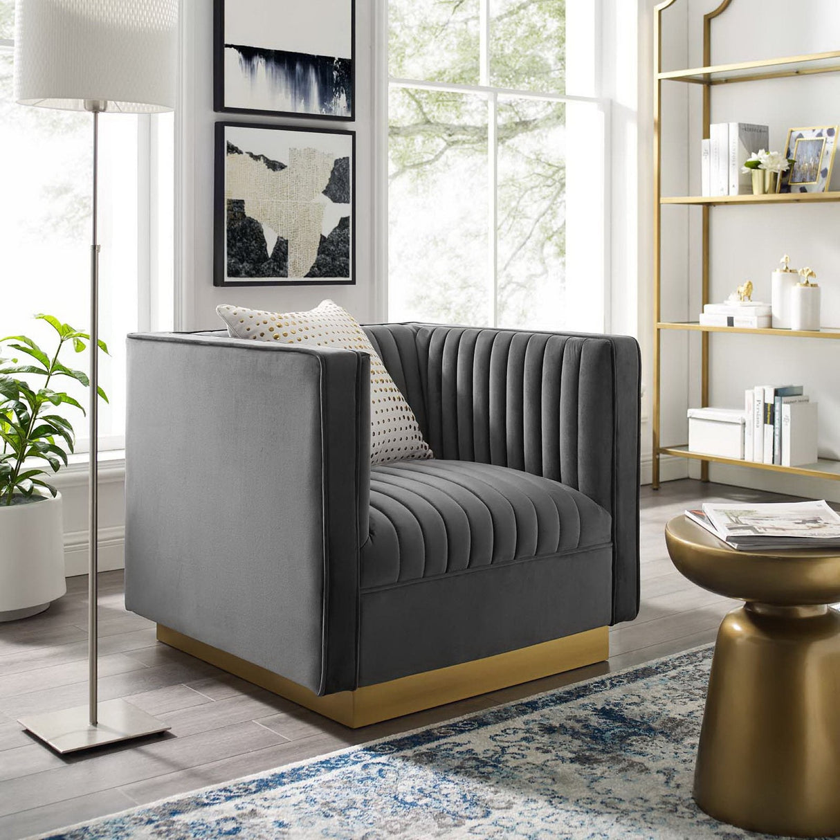 Sanguine Vertical Channel Tufted Accent Performance Velvet Armchair by Modway