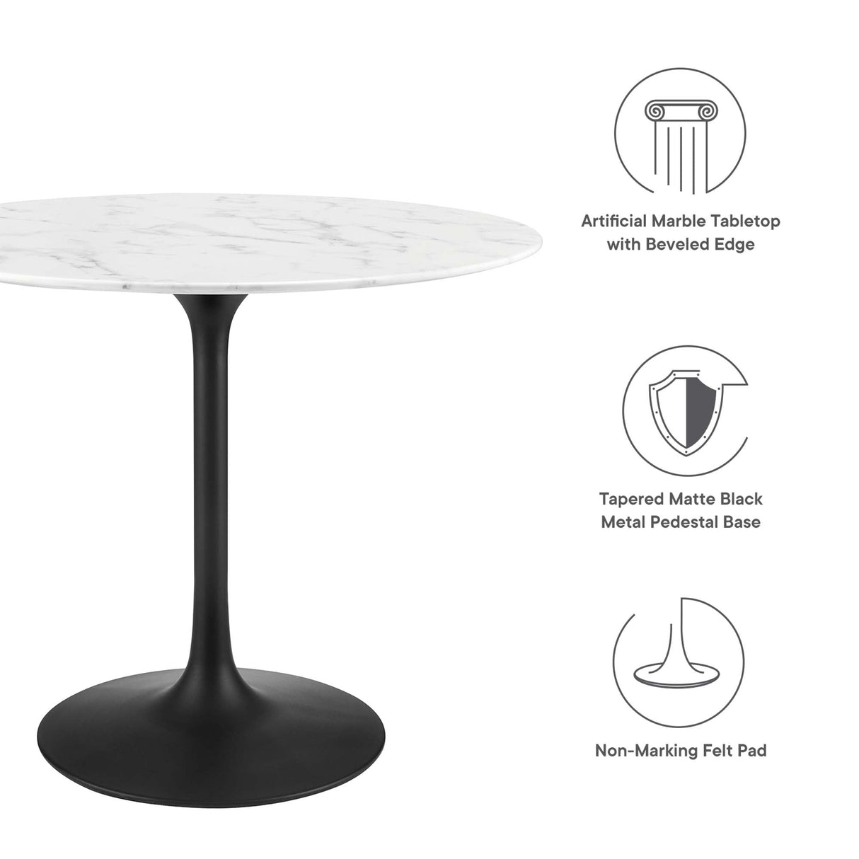 Lippa 36" Round Faux Marble Dining Table by Modway
