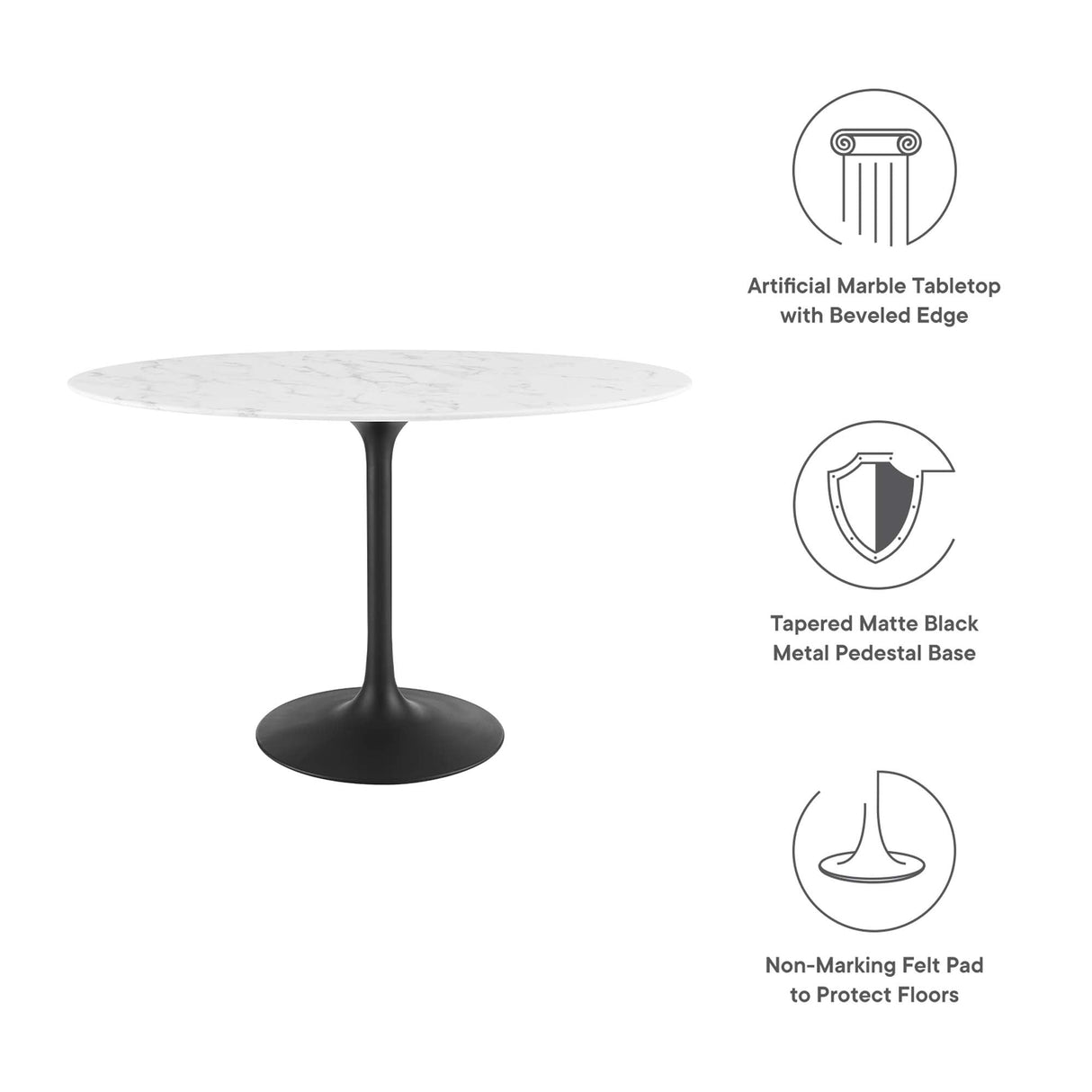 Lippa 48" Oval Faux Marble Dining Table by Modway