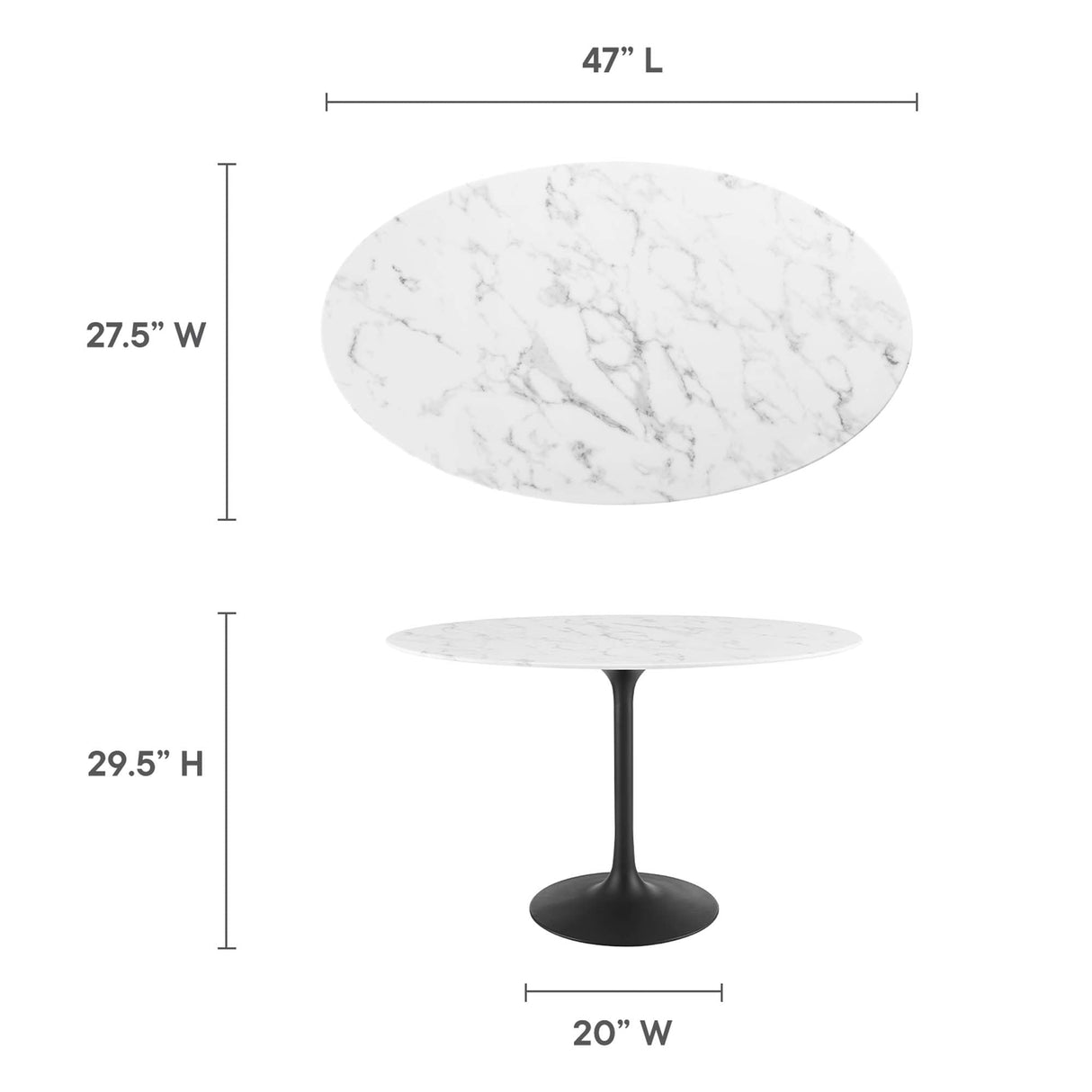 Lippa 48" Oval Faux Marble Dining Table by Modway