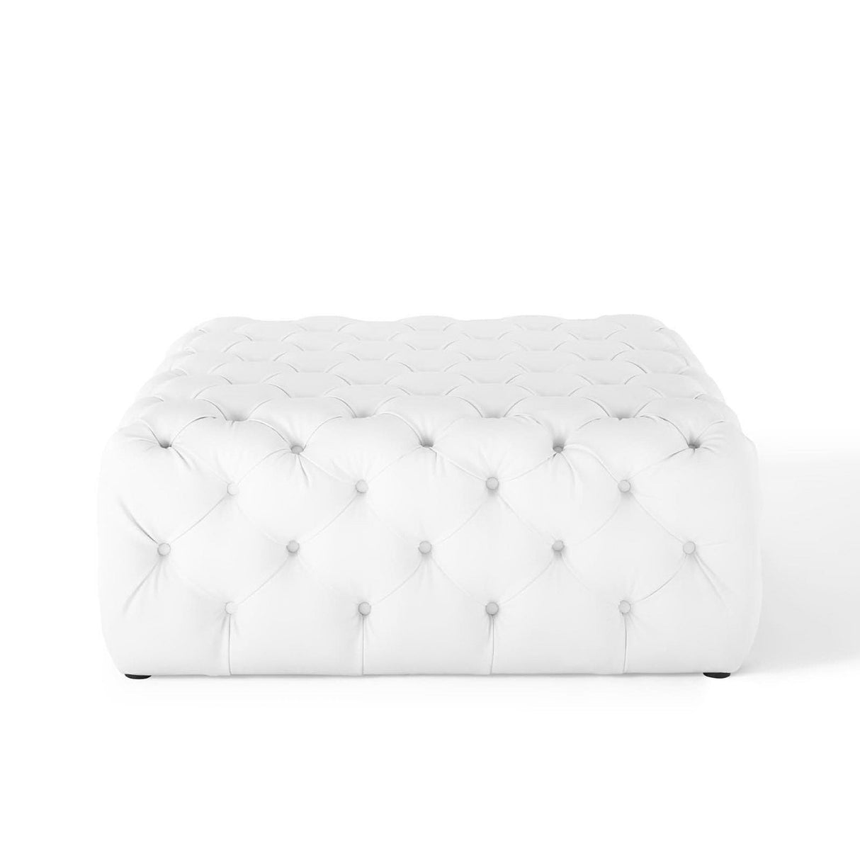 Amour Tufted Button Large Square Faux Leather Ottoman by Modway