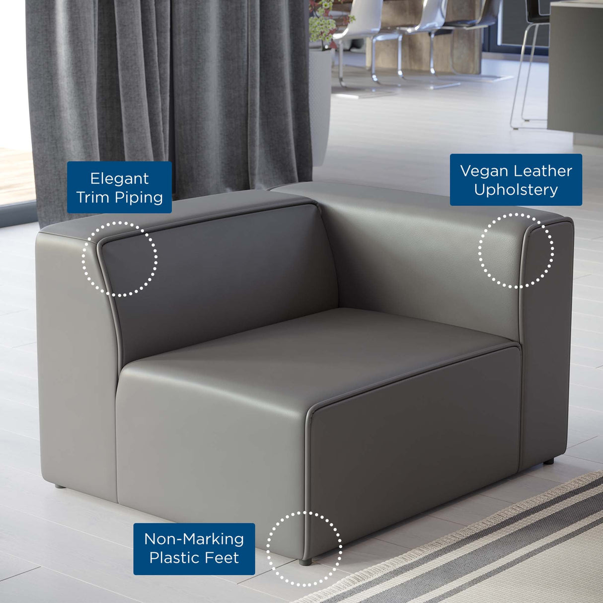 Mingle Vegan Leather Right-Arm Chair by Modway