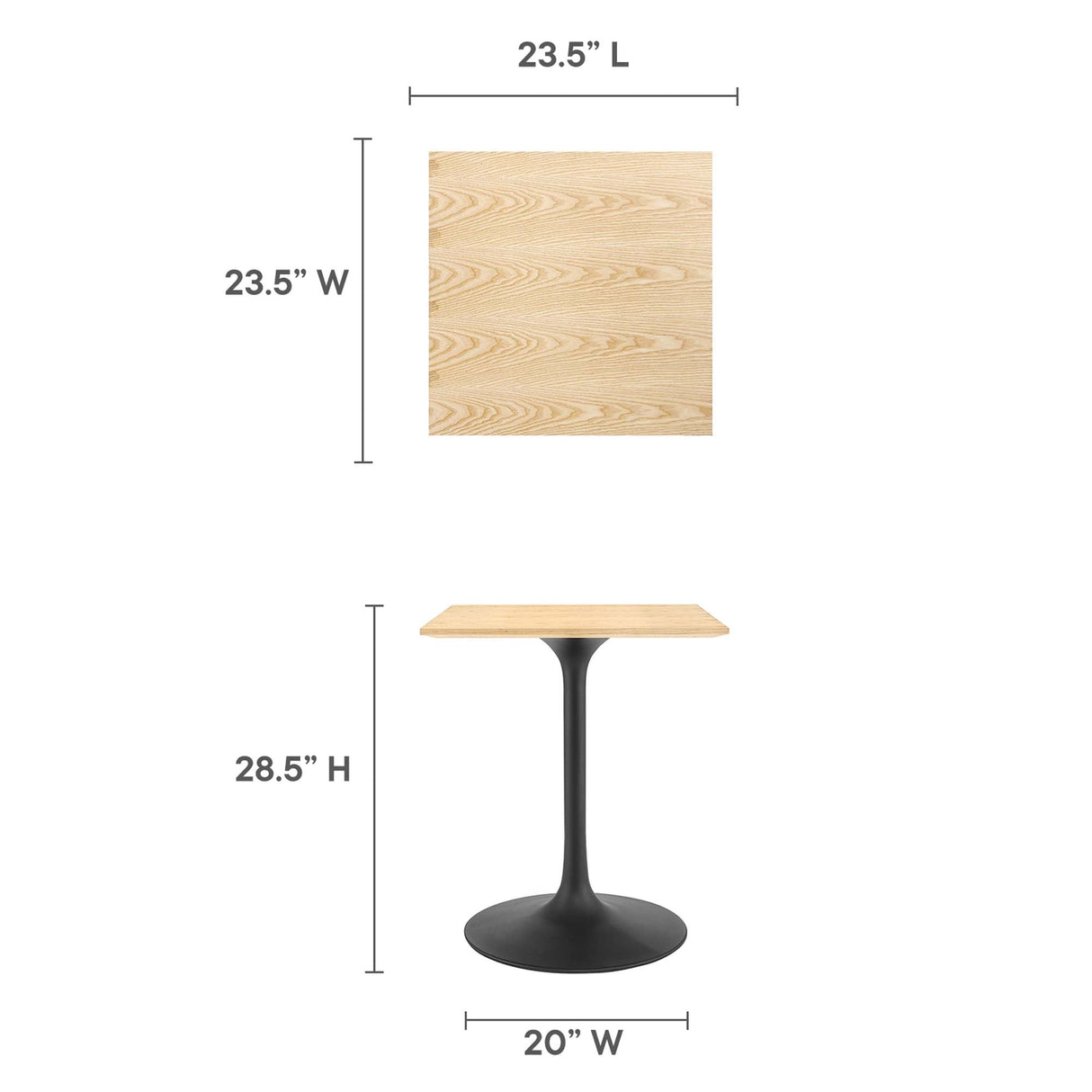 Lippa 24" Square Wood Dining Table by Modway