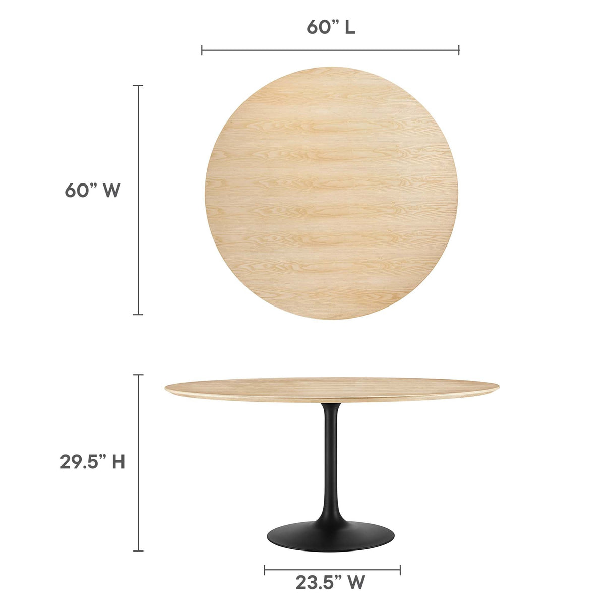 Lippa 60" Round Wood Dining Table by Modway
