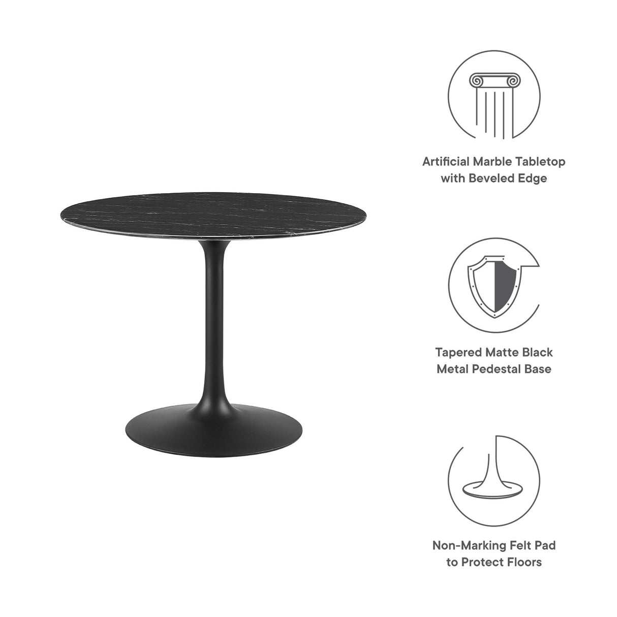 Lippa 40" Round Faux Marble Dining Table by Modway