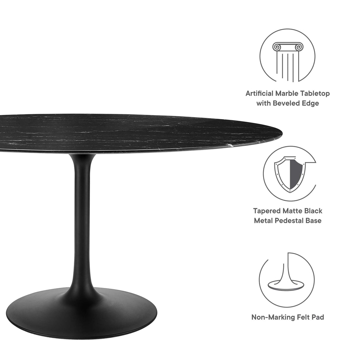 Lippa 60" Oval Faux Marble Dining Table by Modway