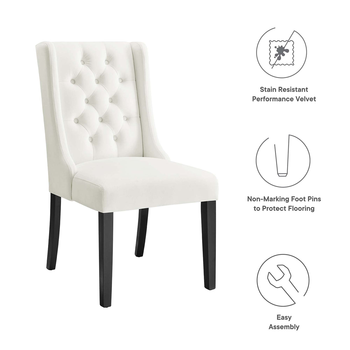Baronet Performance Velvet Dining Chairs Set of 2 by Modway