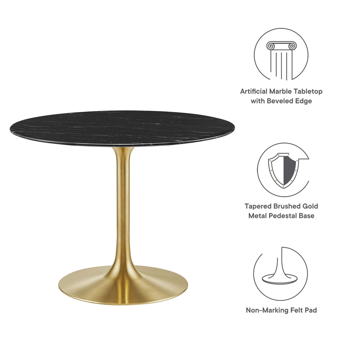 Lippa 40" Round Faux Marble Dining Table by Modway