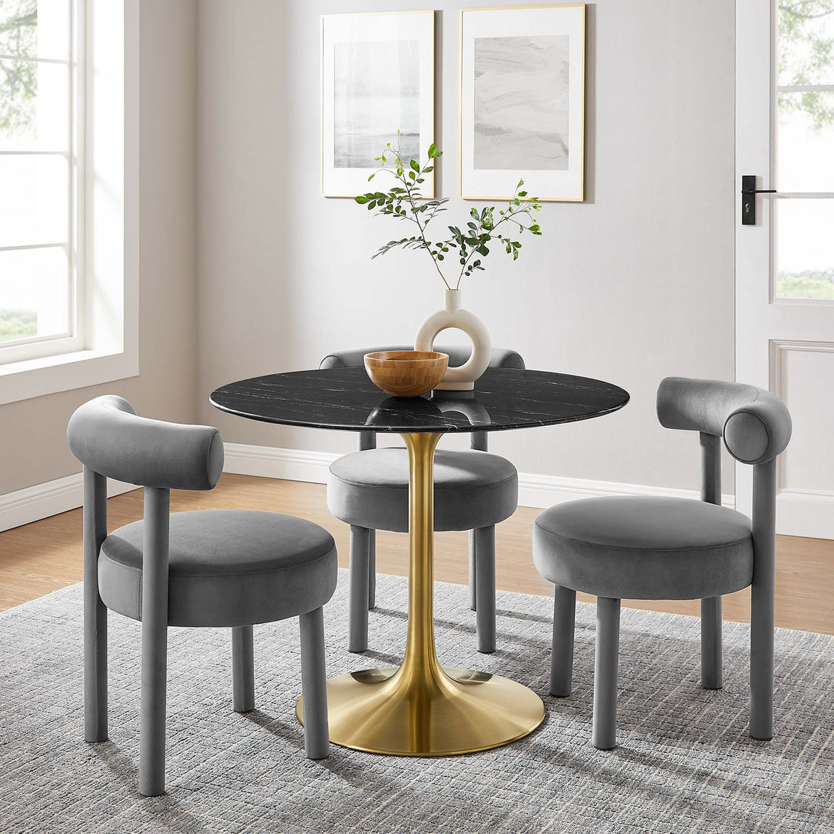 Lippa 40" Round Faux Marble Dining Table by Modway
