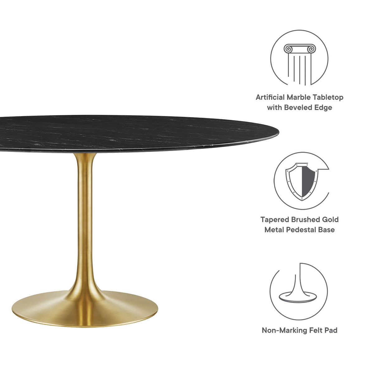 Lippa 60" Round Faux Marble Dining Table by Modway