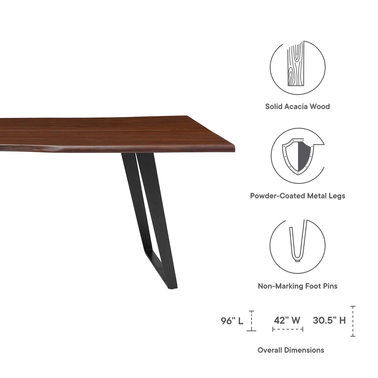 Viggo 96" Live Edge Acacia Wood Dining Table