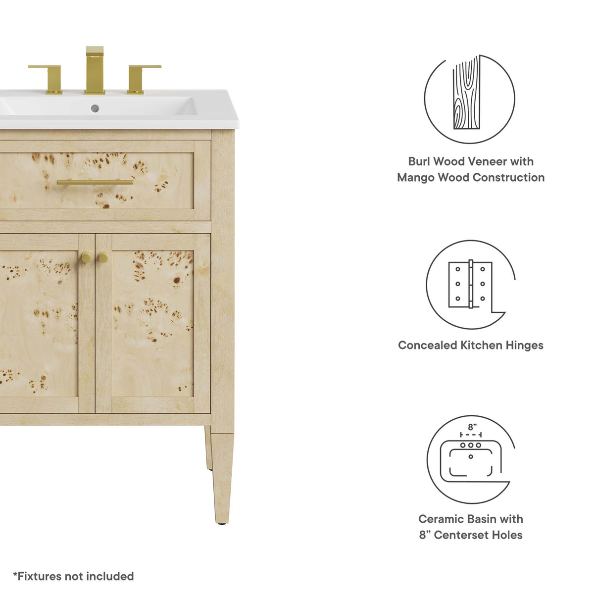Elysian 24" Wood Bathroom Vanity by Modway