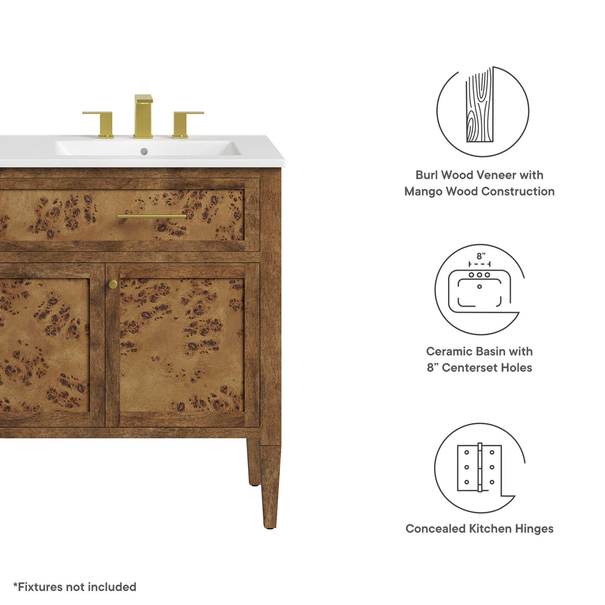 Elysian 48" Wood Double Sink Bathroom Vanity by Modway
