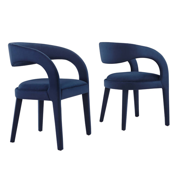Pinnacle Performance Velvet Dining Chair Set of Two by Modway