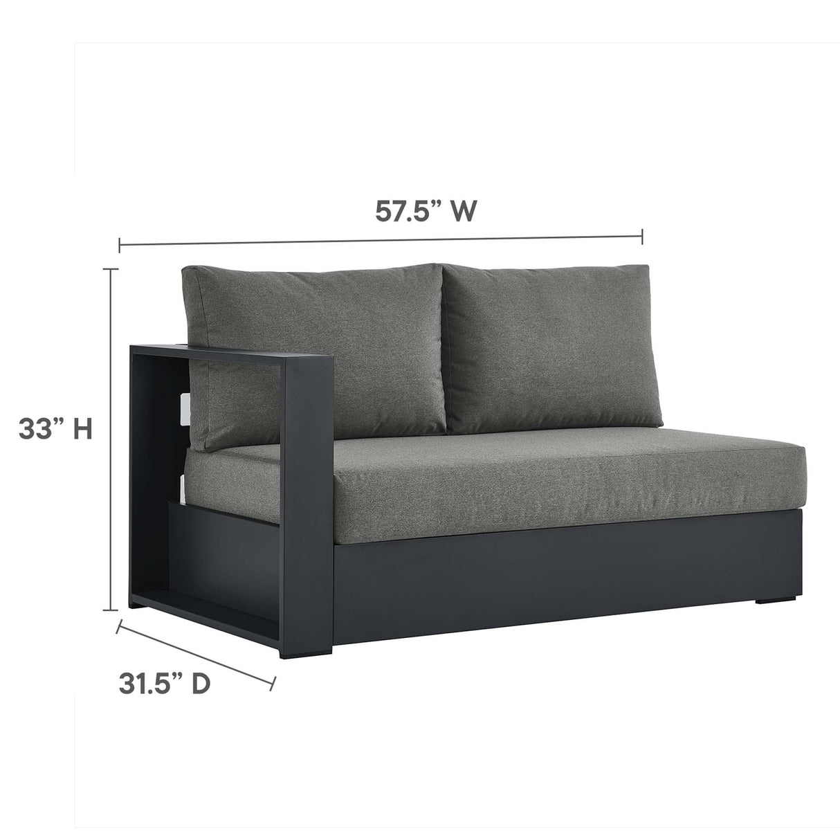 Tahoe 3-Piece Outdoor Patio Powder-Coated Aluminum Sectional Sofa by Modway