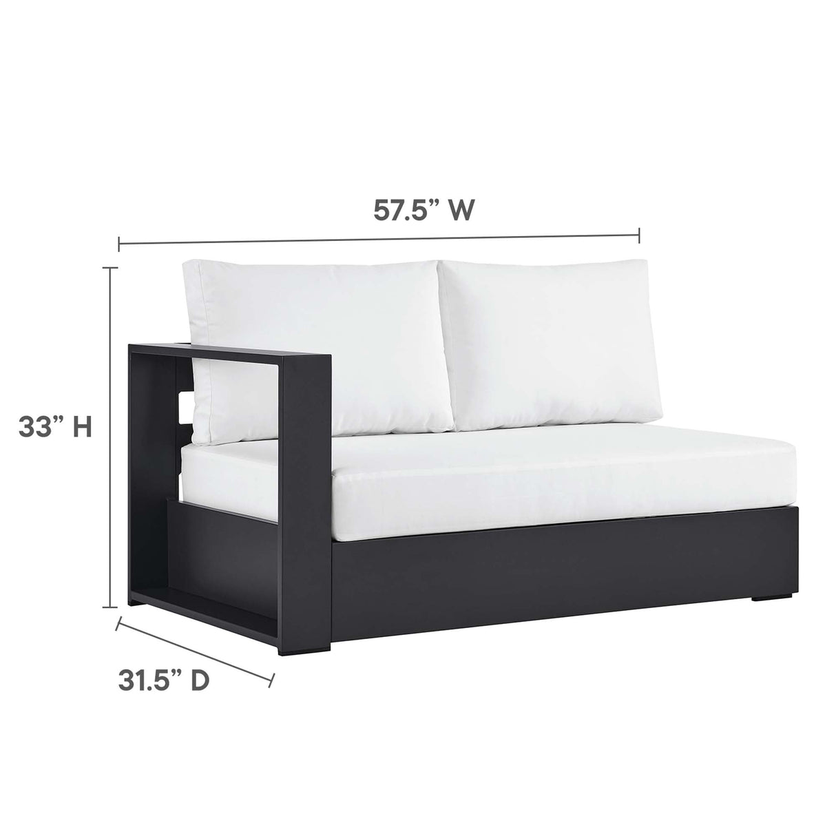 Tahoe 2-Piece Outdoor Aluminum Chaise Sectional Sofa
