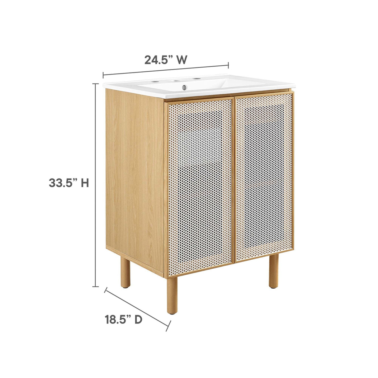 Calla 24" Perforated Metal Bathroom Vanity by Modway
