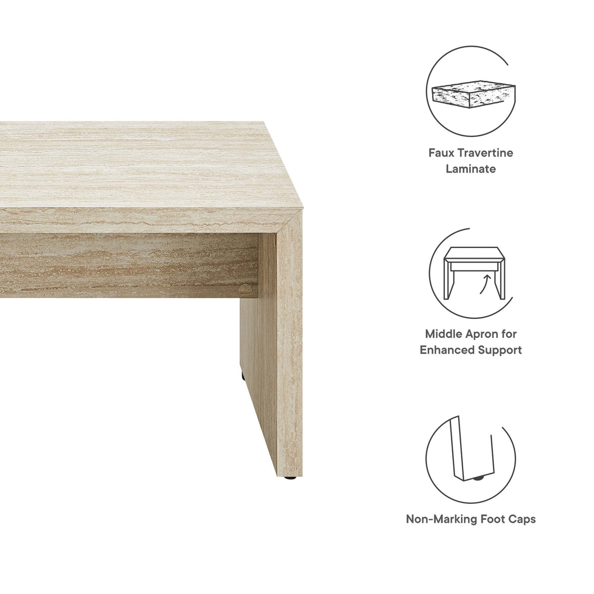 Mirella 53.5" Faux Travertine Indoor Bench by Modway