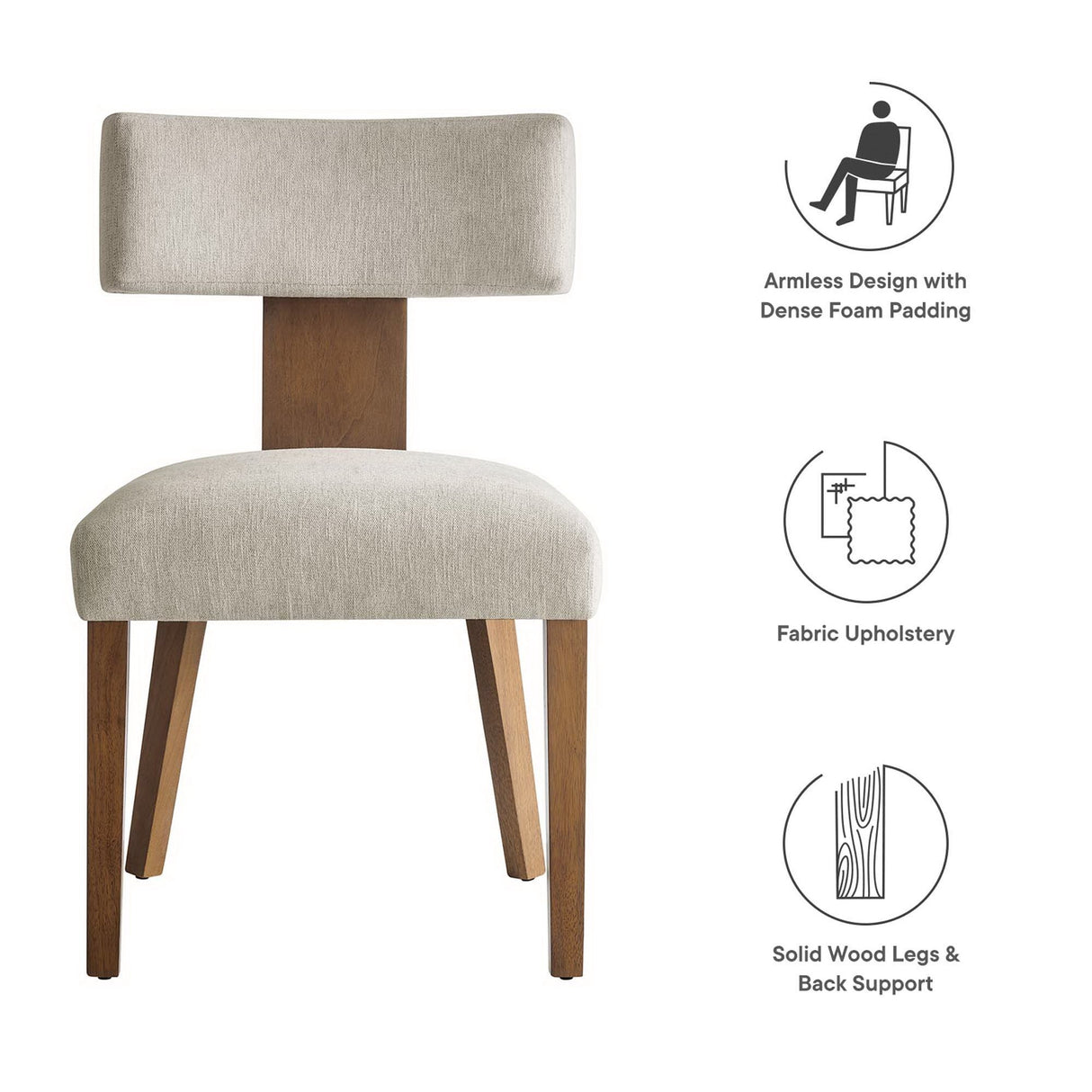 Nalani Fabric Upholstered Dining Chairs Set of 2 by Modway