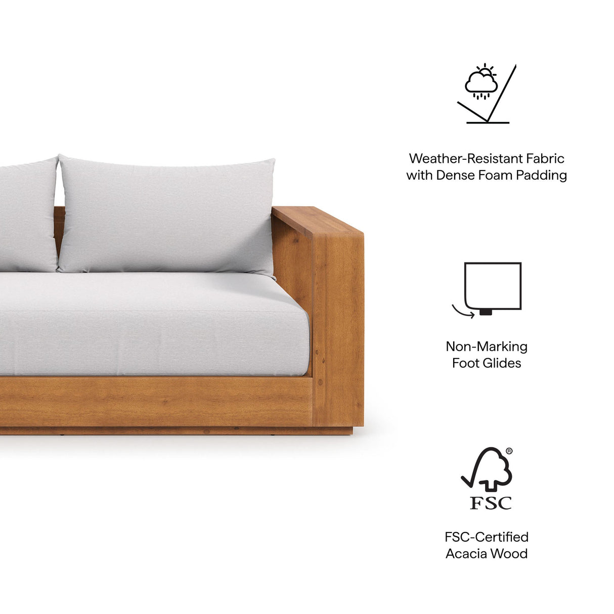 Tahoe Acacia Wood Outdoor Patio Loveseat by Modway