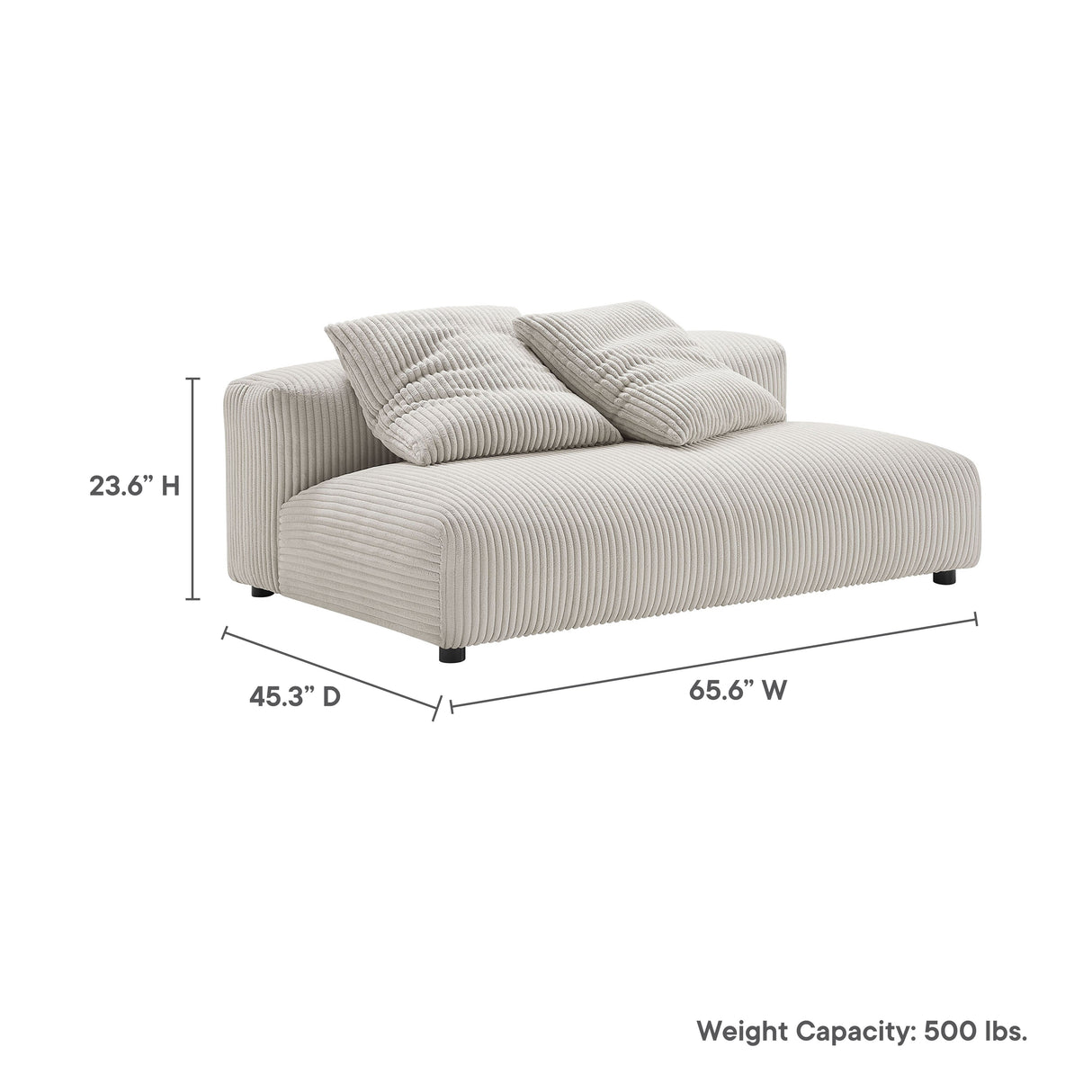 Solace Modular Corduroy Upholstered Armless Loveseat by Modway