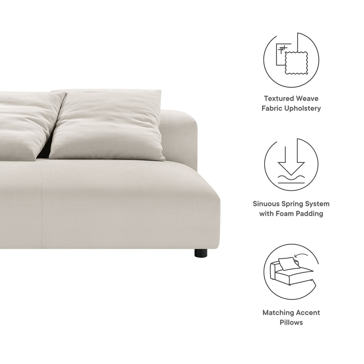 Solace Modular Upholstered Fabric Armless Loveseat by Modway