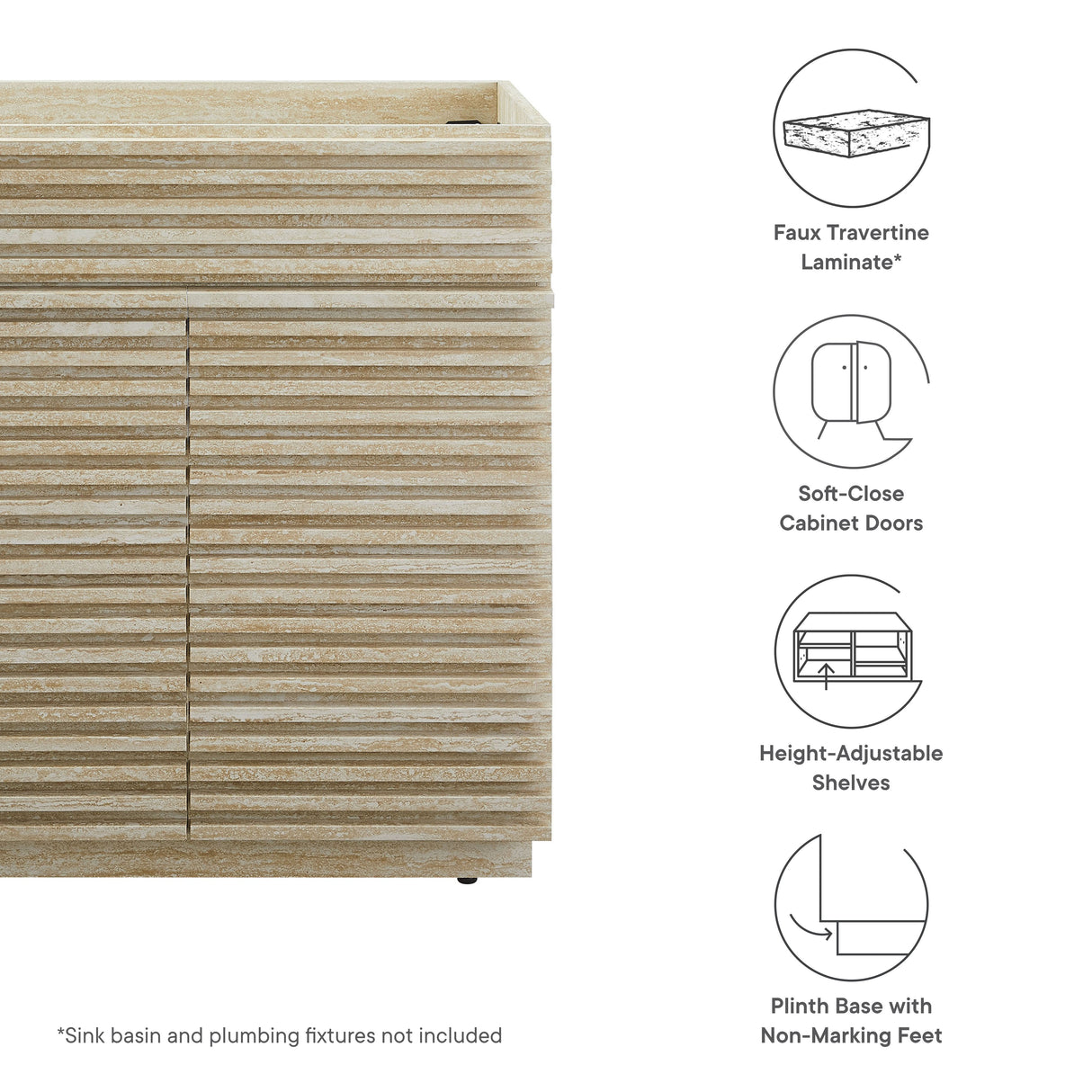 Render 30" Faux Travertine Bathroom Vanity Cabinet