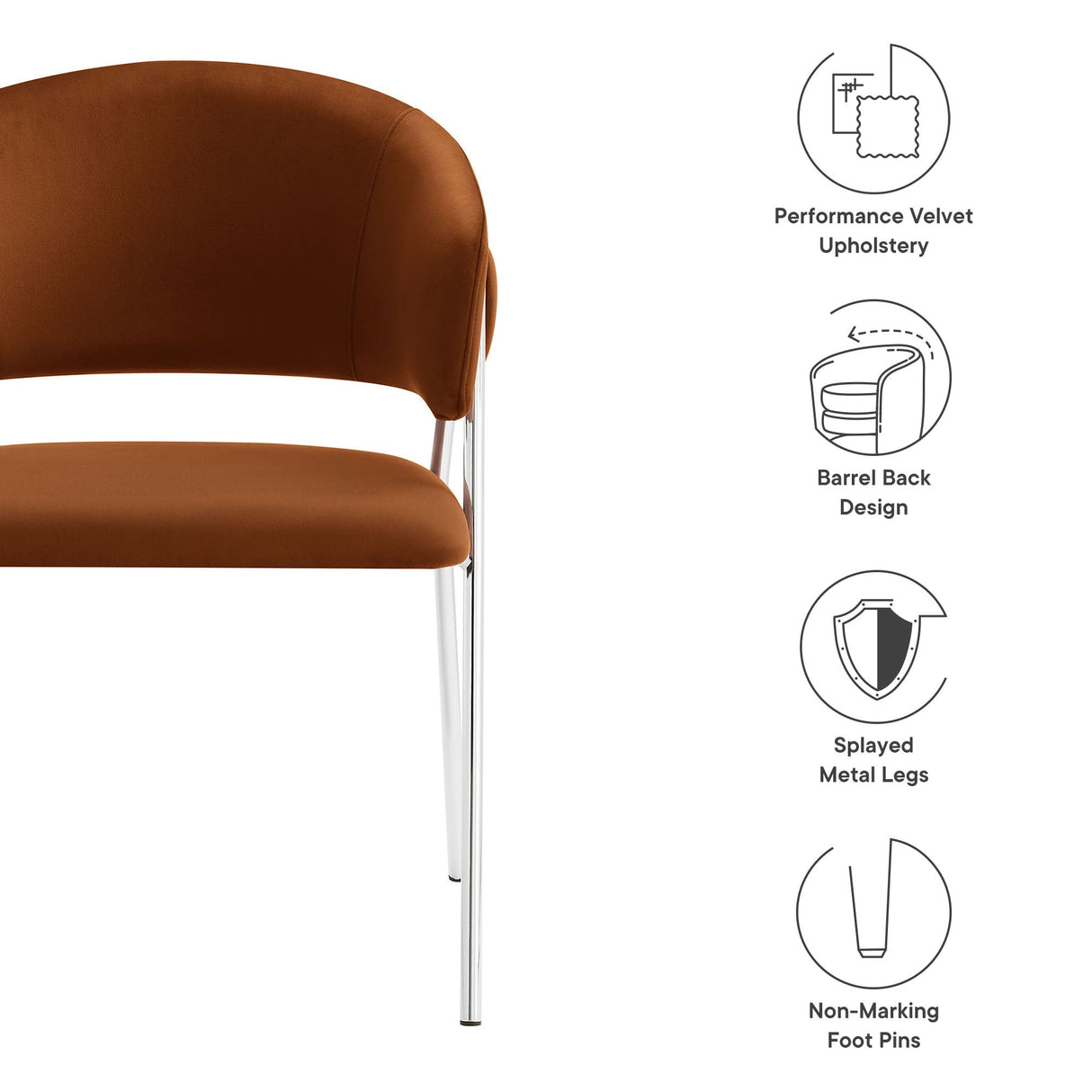 Nella Upholstered Performance Velvet Dining Chair Set of 2