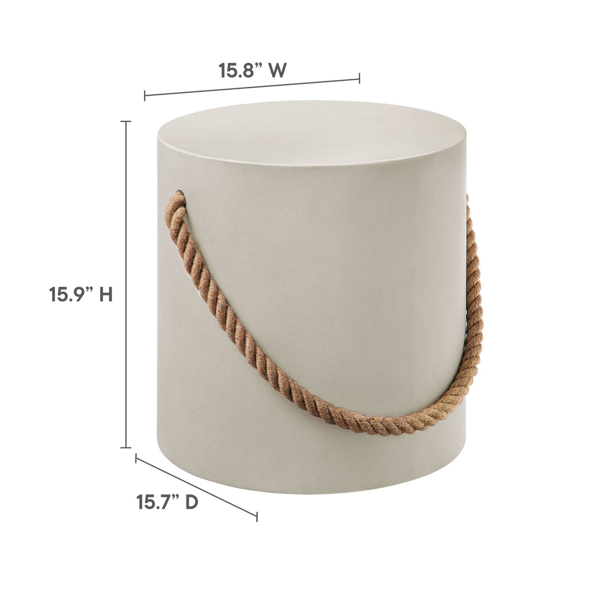 Isera Indoor-Outdoor Patio Rope Concrete Side Table Stool by Modway