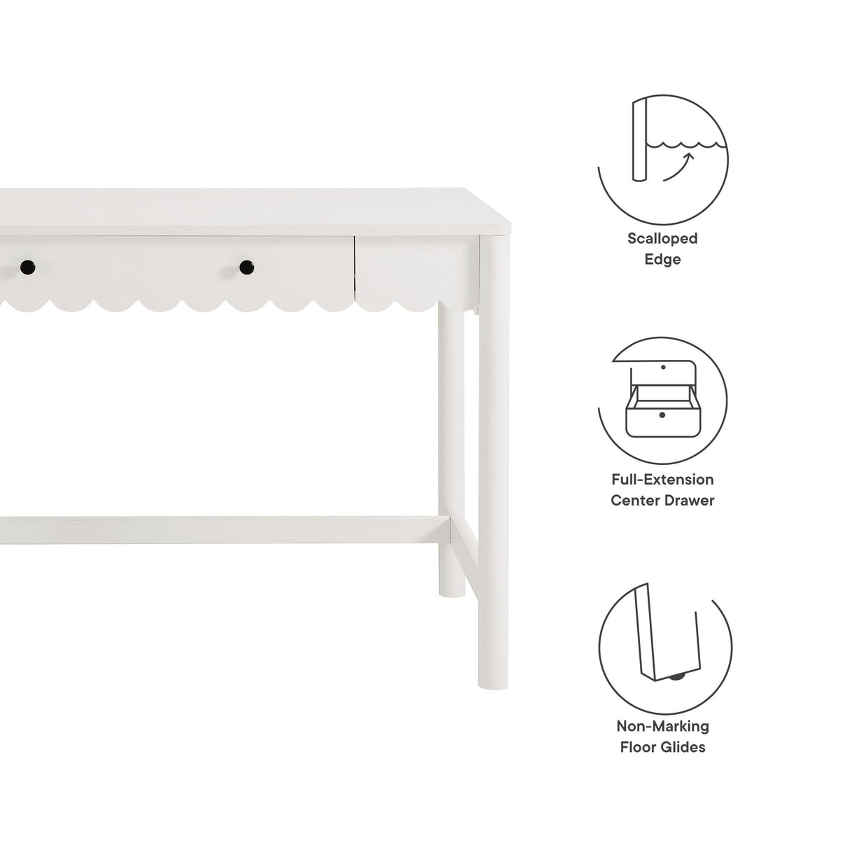 Emmeline 1-Drawer Scallop Writing Desk by Modway