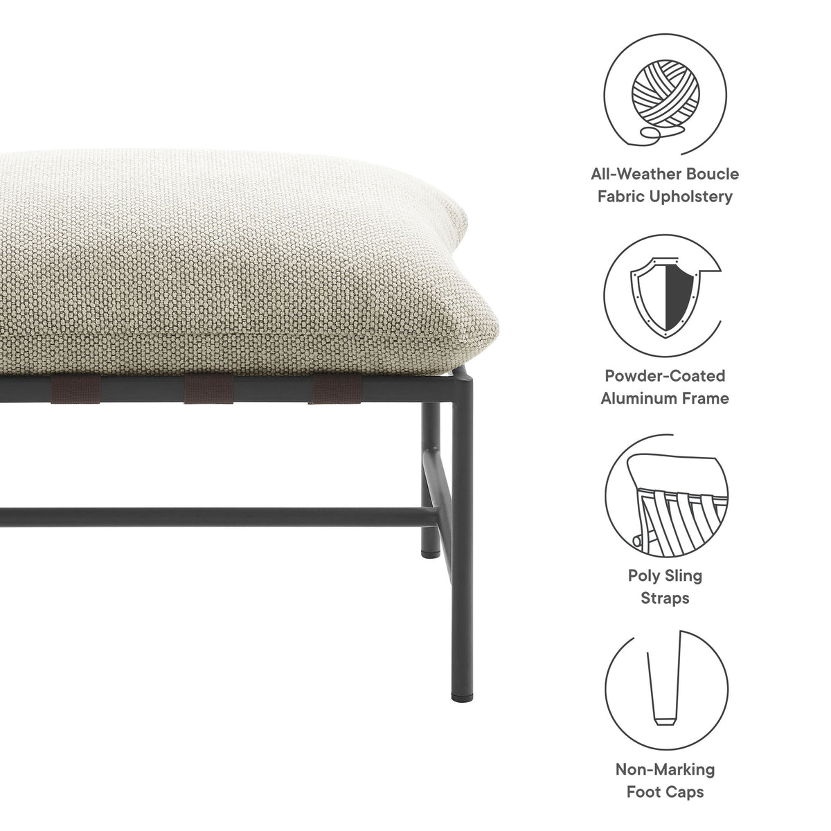 Raya Outdoor Patio Boucle Ottoman by Modway